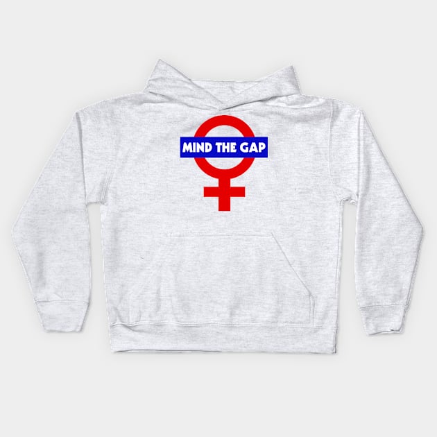 Mind the Gap // Feminist Power Symbol Design Kids Hoodie by darklordpug